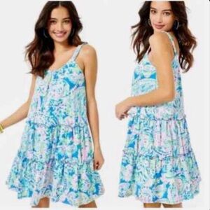Lilly Pulitzer Loro Dress in Multi Cotton Dream team Cotton Swing Dress M NWT